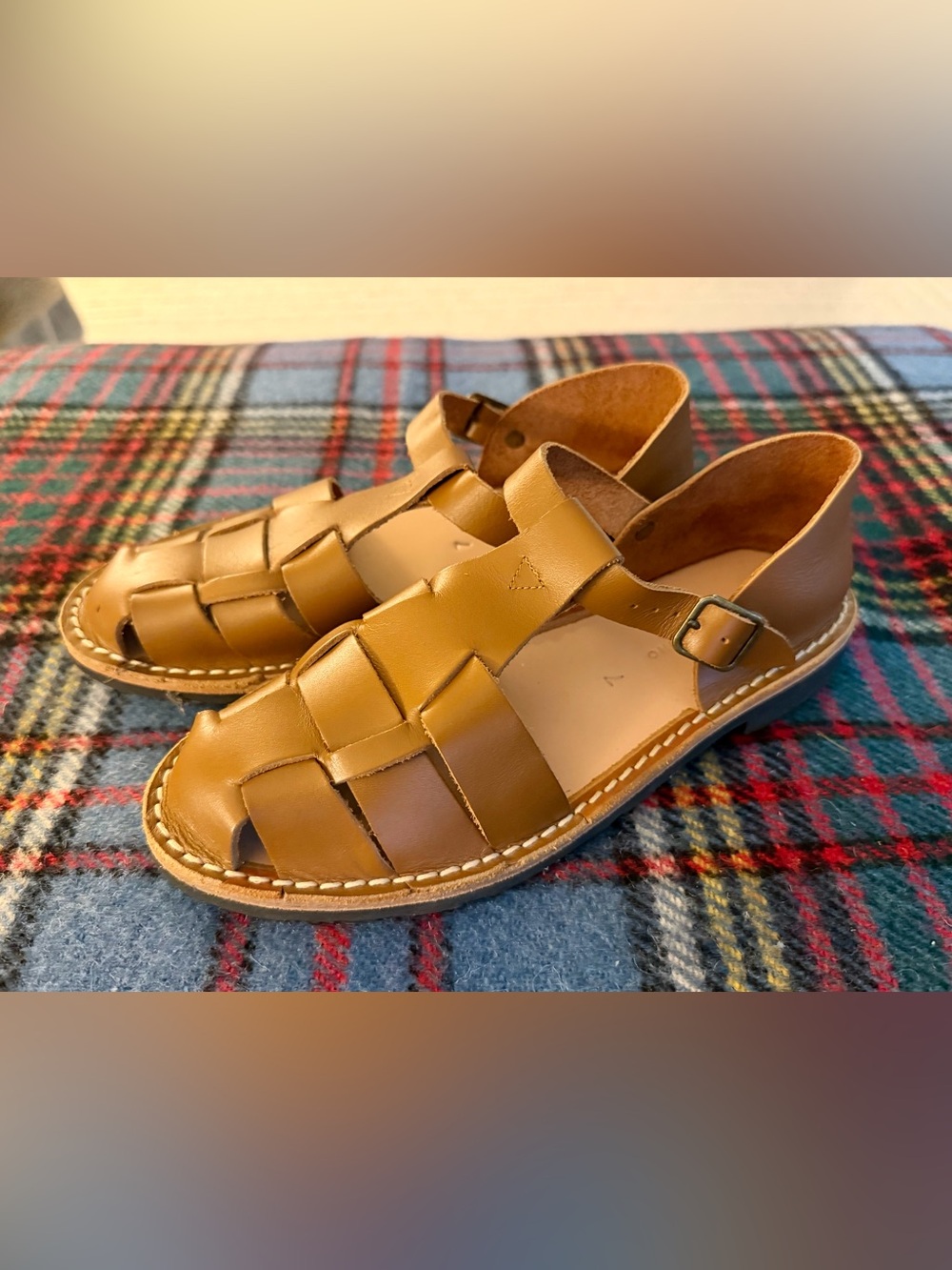 Size 7 Steve Mono Made in Spain Tobacco Artisinal Fisherman Sandals